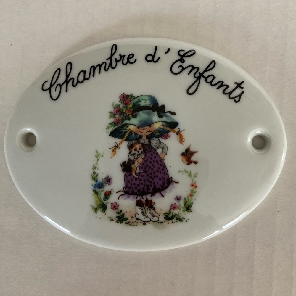 French Porcelain Hand painted Door Plaque by Norlac.